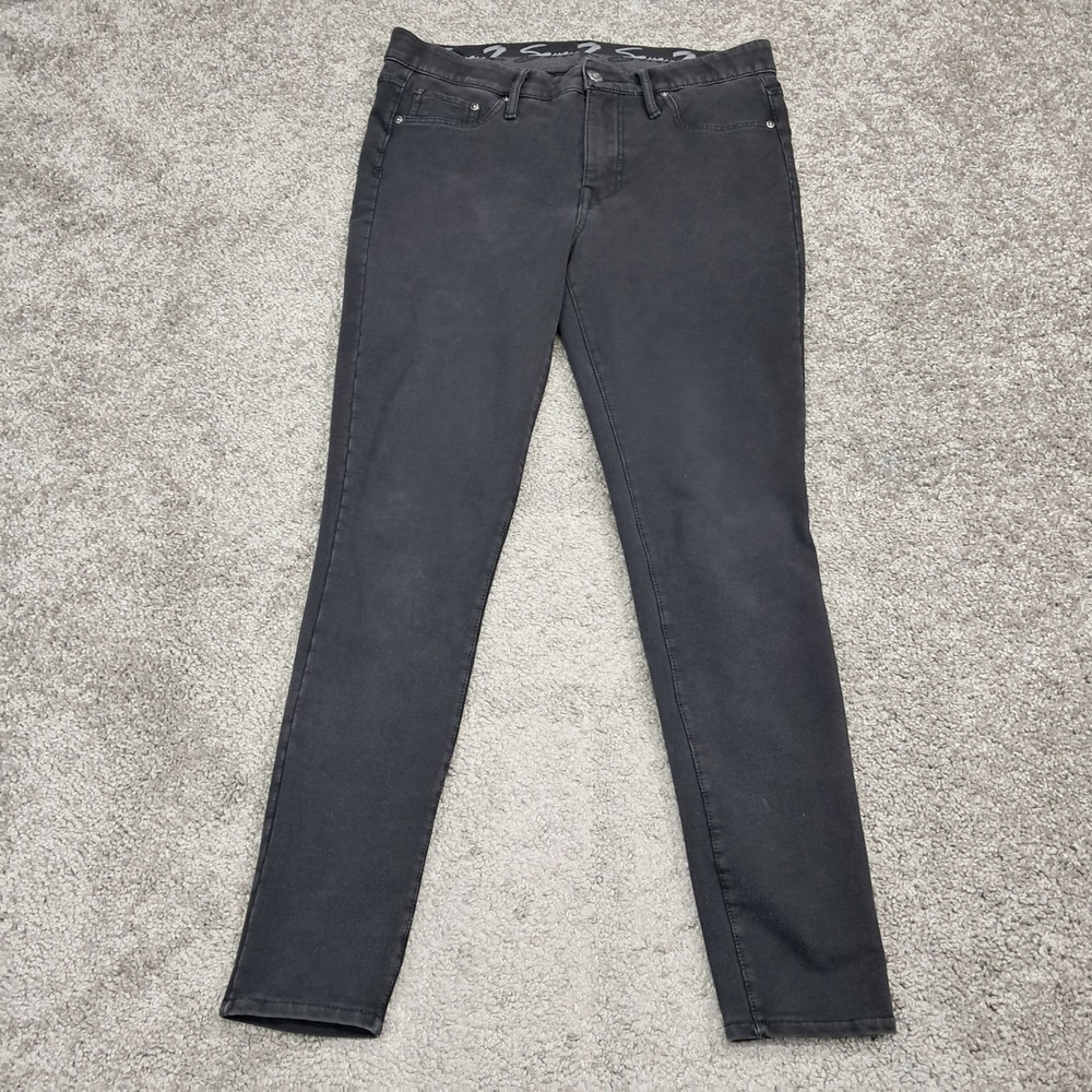 Seven7 Womens Skinny Jeans Faded Black Mid Rise Stretch Denim Size 6